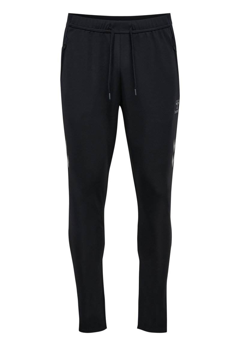 Schwarze Sporthose mit schmaler Passform, elastischem Bund und Kordelzug, glatter Textur und Seitentaschen. Mit reflektierendem Logodetail.