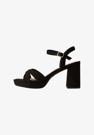 New Look, CROSS STRAP HEEL SANDALS - Sandalias con plataforma - black
