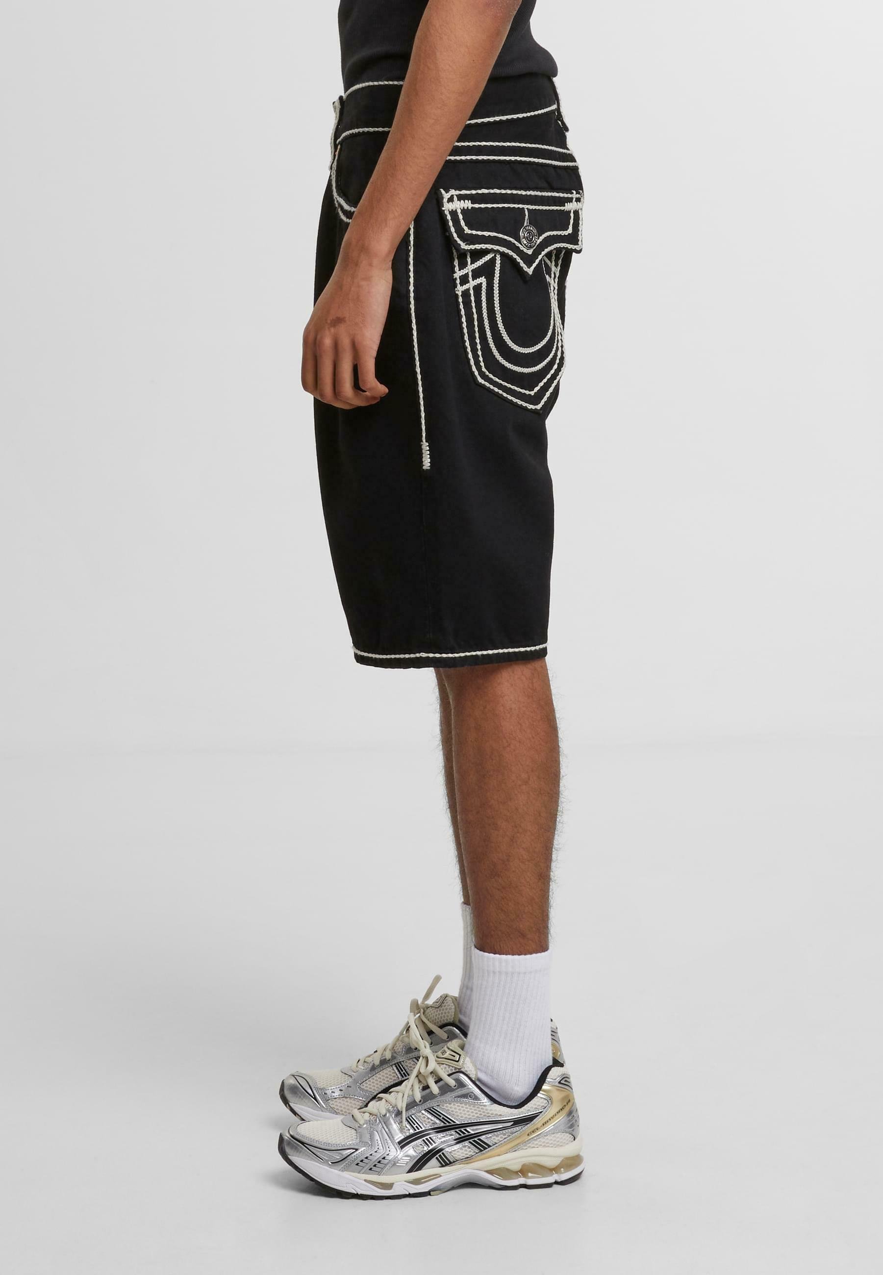 True Religion BOBBY FLAP ROPE STITCH - Denim shorts - black - Zalando