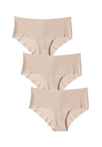 Mutande in misto cotone beige in confezione da tre, caratterizzate da un design liscio e senza cuciture e una vita media per il massimo comfort.