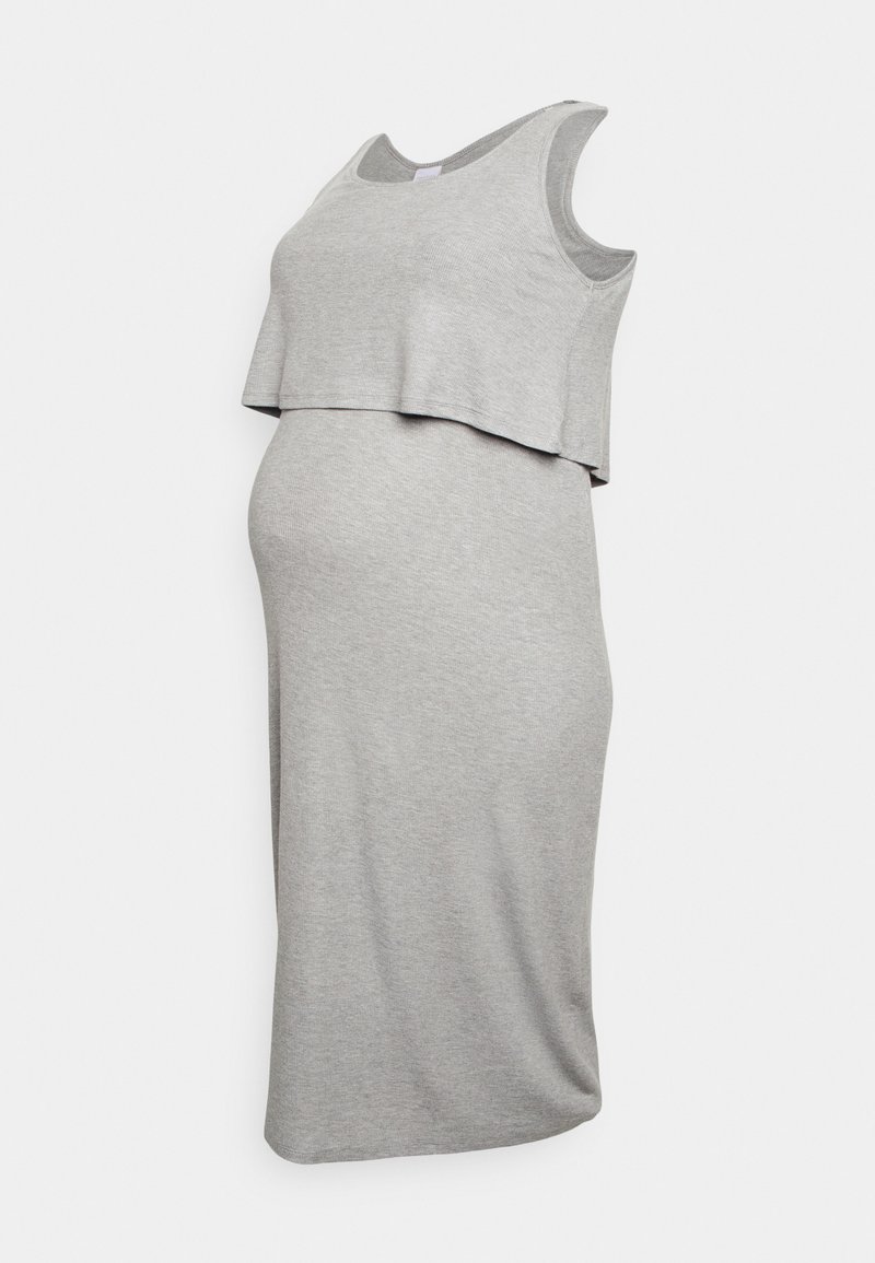 Mamalicious Curve MLBRYNNA JUNE MIDI DRESS - Φόρεμα από ζέρσεϊ - light grey melange
