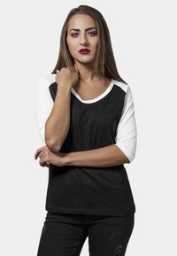 Urban Classics LADIES 3/4 CONTRAST RAGLAN TEE - Trükipildiga T-särk - black/white