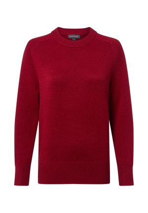 Roter Strickpullover mit Rundhalsausschnitt, gerippten Bündchen und Saum. Hat eine glatte Textur und eine lockere Passform. Etikett: Franco Calabresi.