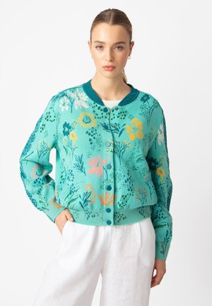 JACQUARD FLORAL PATTERN - Bomber Jacket - aqua