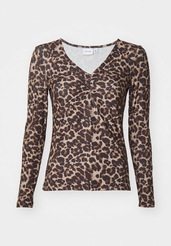VILEOA VNECK - Long sleeved top - taupe3