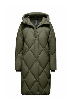 WITH QUILTED - Piumino lungo - dark moss green