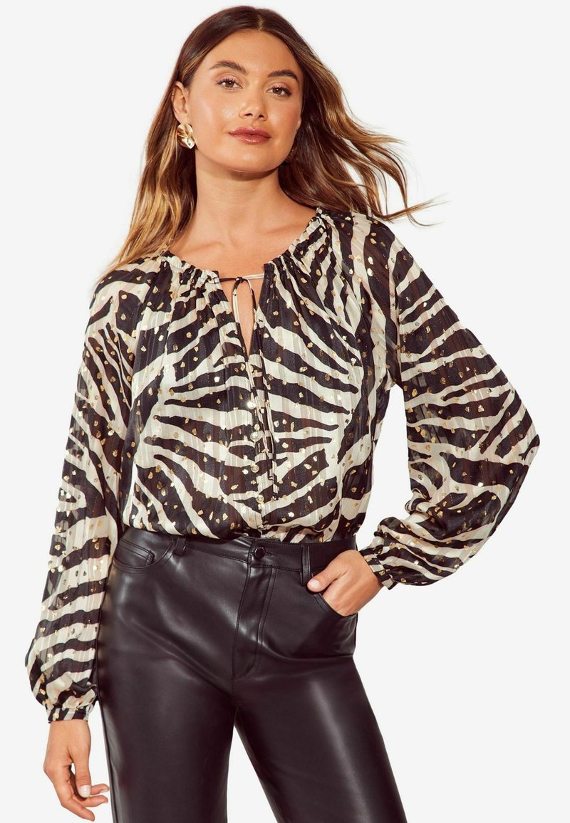 Friends Like These REGULAR FIT - TIE FRONT DETAIL LONG SLEEVE - Blūze - black