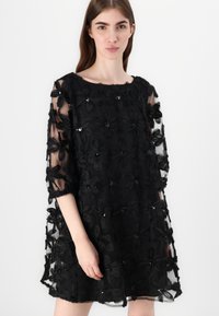 VILA VIFLORA BOATNECK SHORT DRESS - Φόρεμα ημέρας - black beauty