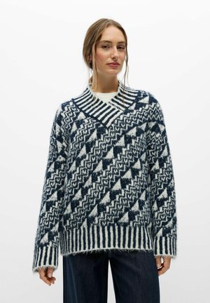 Object, JUMPER PATTERNED V-NECK - Pullover - sky captain
