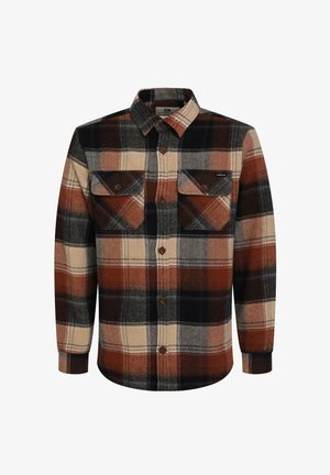 Ruuduline flanelsärk, millel on pruun, beež ja tumesinine värv. Kahe rinnatasku ja nööpidega esiosa. Pika varrukaga, mansettidega.