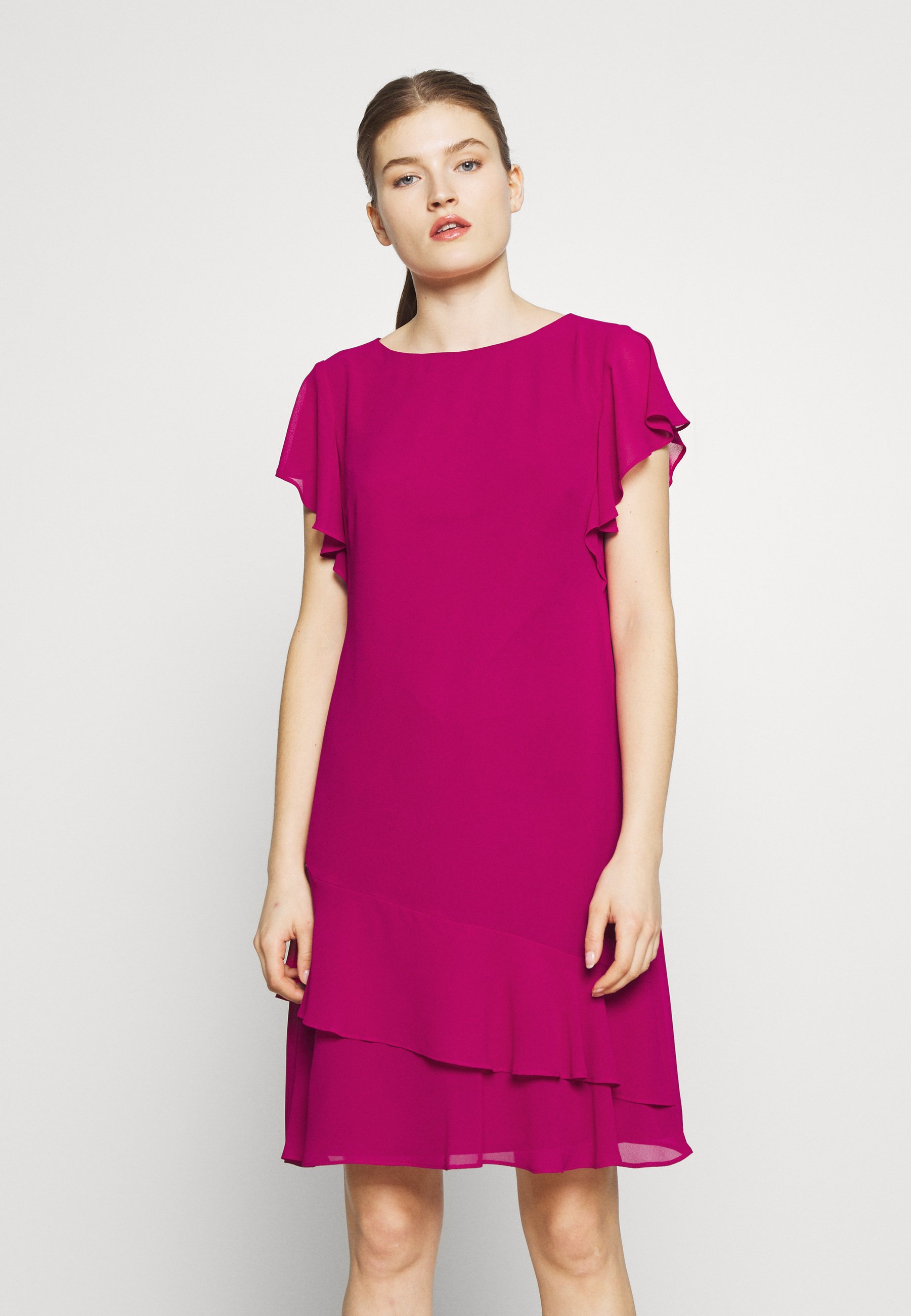 Lauren Ralph Lauren Cyrena Cap Sleeve Day Dress Korte Jurk Bright Fuchsia Lila Zalando Nl