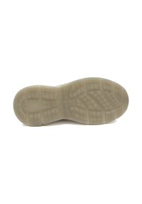 Gummisål til sneakers med en tekstureret overflade, prydet med et gittermønster. Farven er lys beige med subtile detaljer i hele designet.