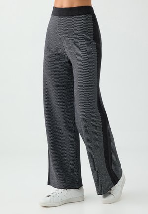Jimmy Key, SIDE STRIPE PATTERNED KNITTED TROUSERS - Pantalon classique - anthracite