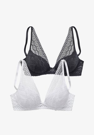 2 PACK - Liemenėlė su trikampio formos kaušeliais - schwarz weiß