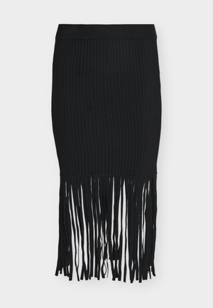 DKNY, FRINGE SWEATER MIDI SKIRT - Pencil φούστα - black