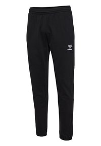 Crne trenirke s elastičnim pojasom, suženim nogavicama i bijelim logotipom na lijevom bedro. Izrađene od mekanog, prozračnog materijala.