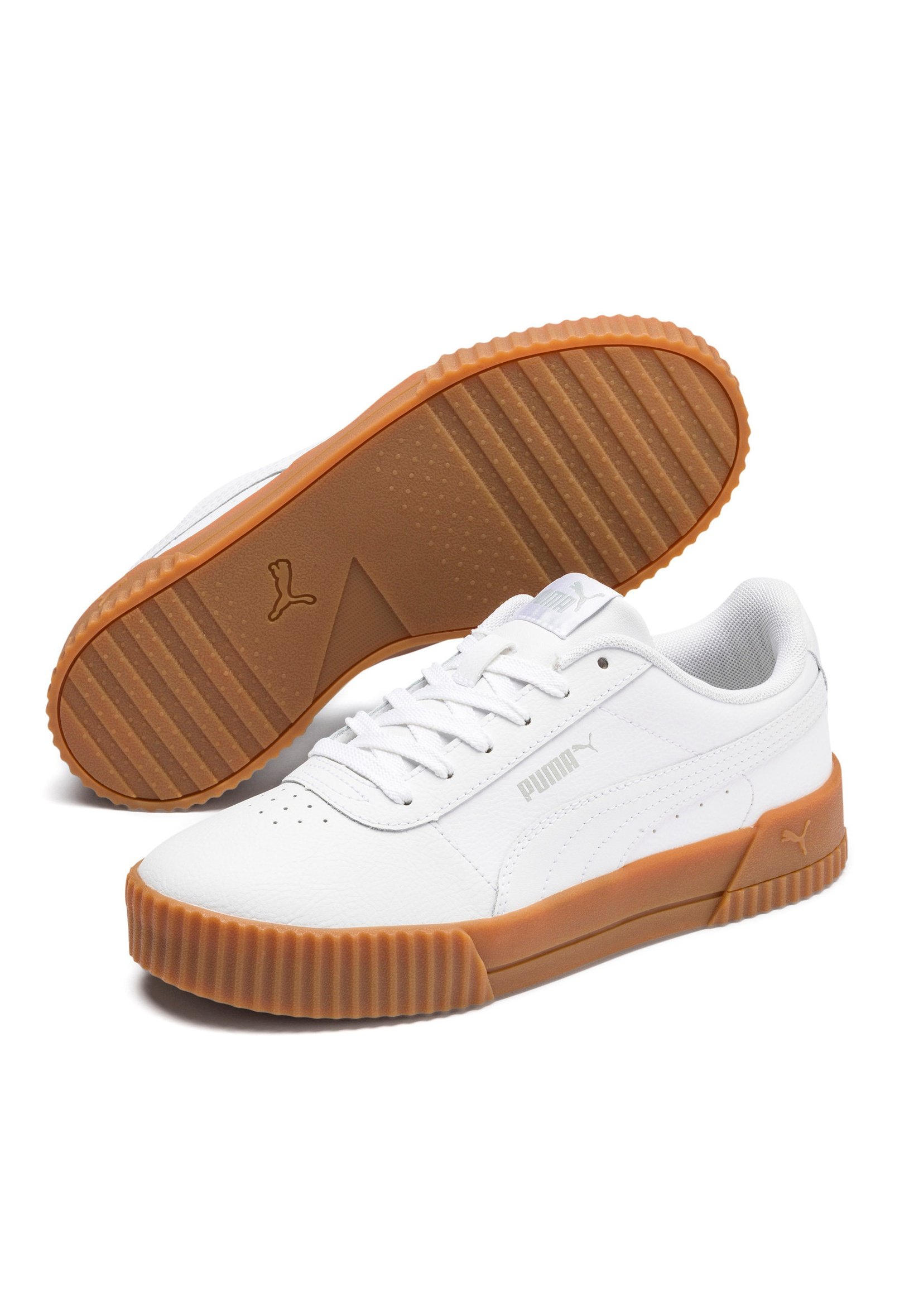 puma white with gum sole