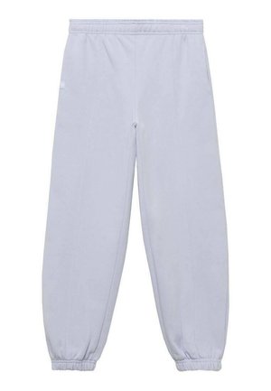 Light gray sweatpants with elastic waistband and cuffs, made from soft fabric with simple overlock stitching and no visible patterns.