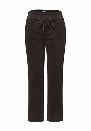 Street One, SLIM LEG CORDHOSE IM LOOSE FIT - Pantalon classique - black coffee