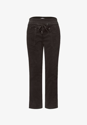 Street One, SLIM LEG CORDHOSE IM LOOSE FIT - Stoffhose - black coffee