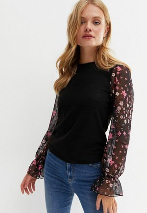 FLORAL 2-IN-1 LONG PUFF SLEEVE TOP - Blouse - black pattern