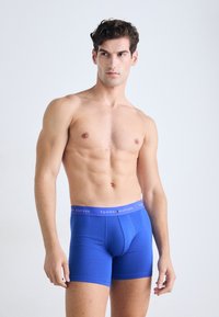 Kék pamut boxer alsónadrág, logós elasztikus derékpánttal. A design egy testhez simuló formát és sima textúrát kínál, ami alkalmas mindennapi viseletre.