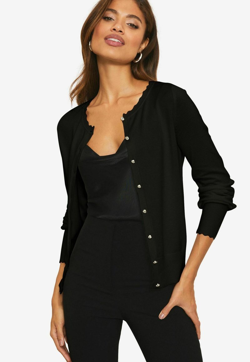 Lipsy SCALLOP DETAIL CREW NECK THROUGH REGULAR FIT - Kardigán - black