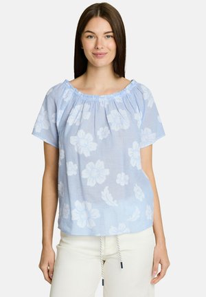 TOM TAILOR, BLUSE MIT STREIFEN AUS JACQUARD - Blouse - blue flower dobby