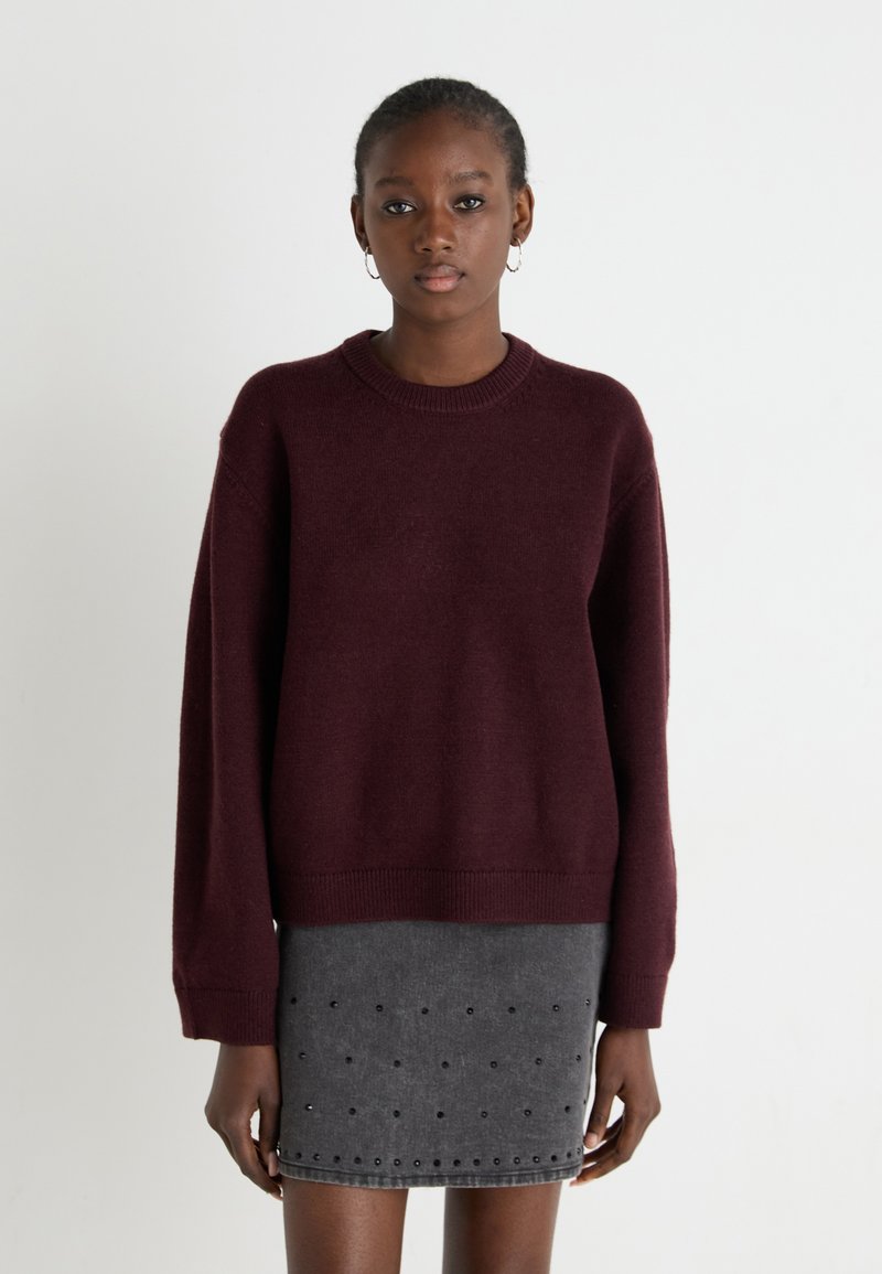 Gina Tricot CREW NECK - Trui - dark wine