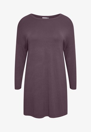 Paarse oversized longsleeve top met een ronde halslijn, gemaakt van zachte, gestructureerde stof. Losse pasvorm, de zoom valt onder de heupen.