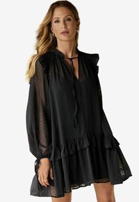 Friends Like These REGULAR FIT DOBBY  TIE NECK - Vapaa-ajan mekko - black