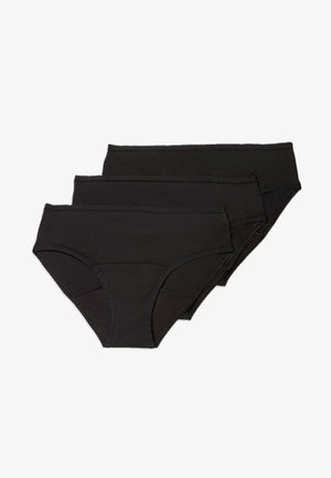 Tre paia di mutande nere in cotone con design senza cuciture, taglio a vita media e una texture morbida. Ogni paio presenta una vita elasticizzata.