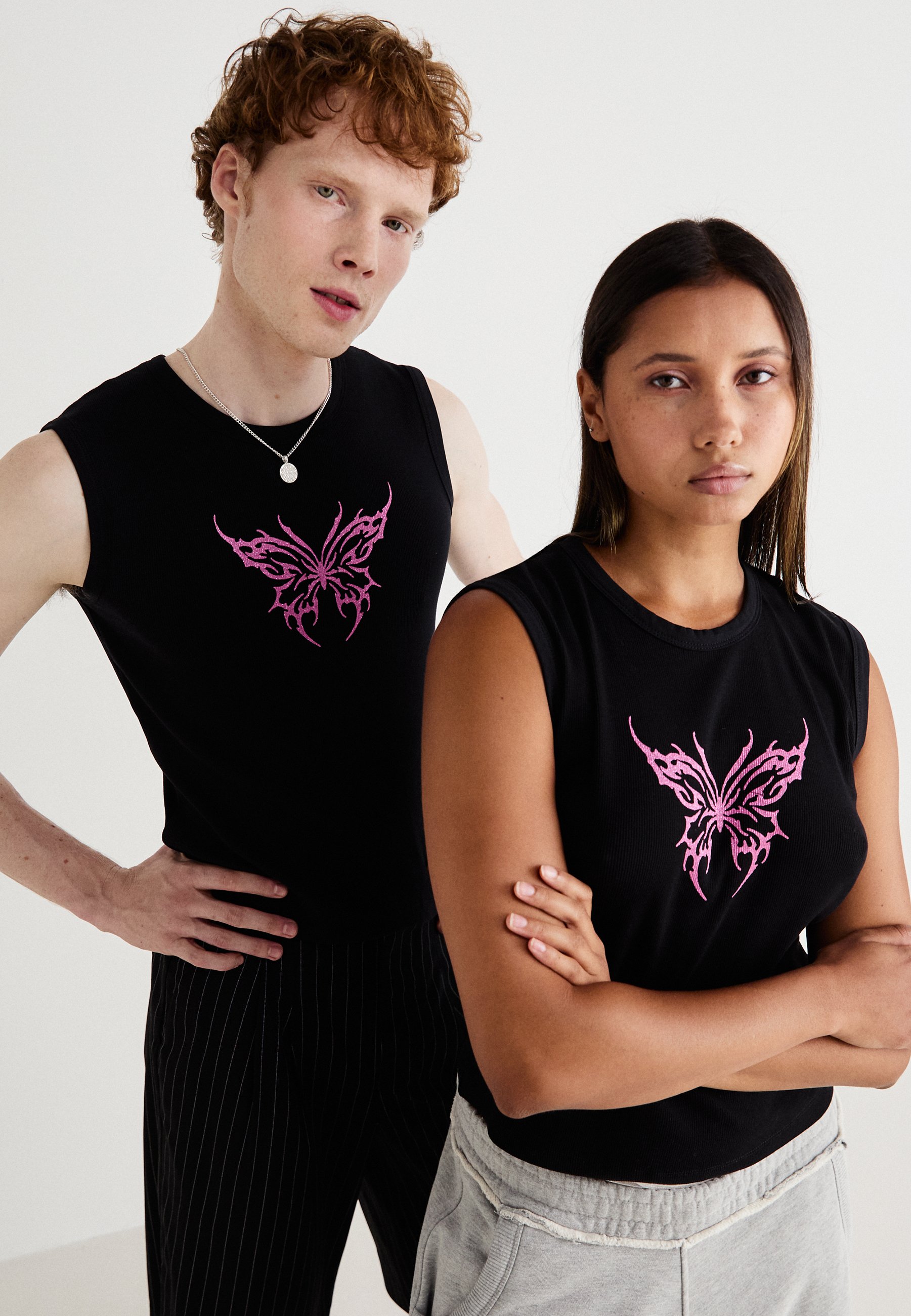 Jaded London TATTOO VEST UNISEX - Top - black - Zalando.co.uk