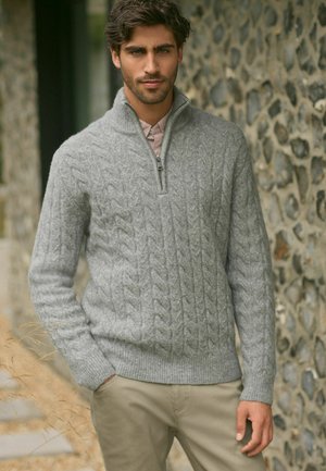 Next TEXTURED PREMIUM SOFT TOUCH ZIP NECK - Strickpullover - grey cable