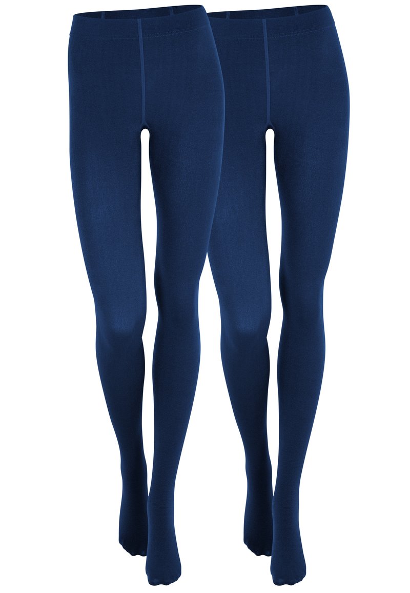 Leggings blu navy realizzati in un tessuto morbido ed elastico; design aderente con vita alta; texture morbida e look senza cuciture.