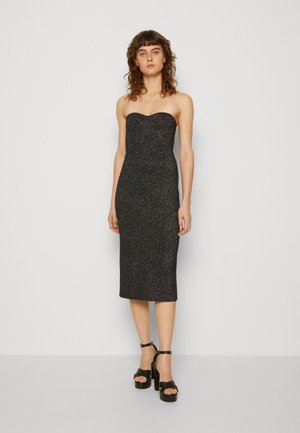 PARTY STRAPLESS MIDI DRESS - Pletené šaty - black