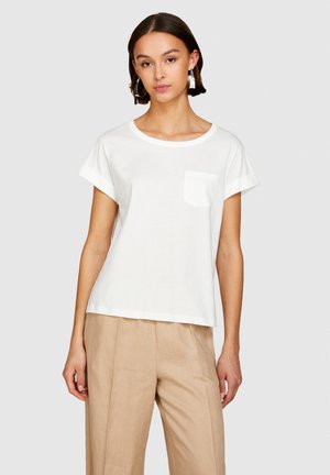 Sisley WITH POCKET - T-shirt basique - creamy white