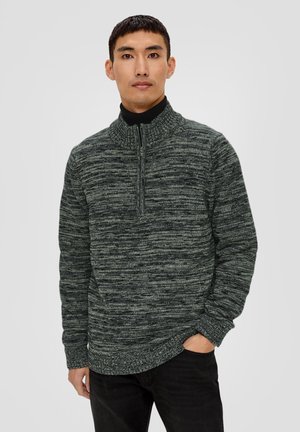 s.Oliver CAMIONNEUR EN FIL MOULINÉ - Pullover - dunkles salbeigrün