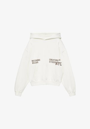 PULL&BEAR, NYC GRAPHIC - HOODIE - Sweat à capuche - white