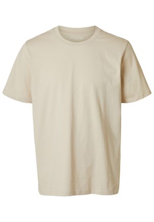 Selected, SLMASPEN ONECK TEE - Lihtne T-särk - oatmeal