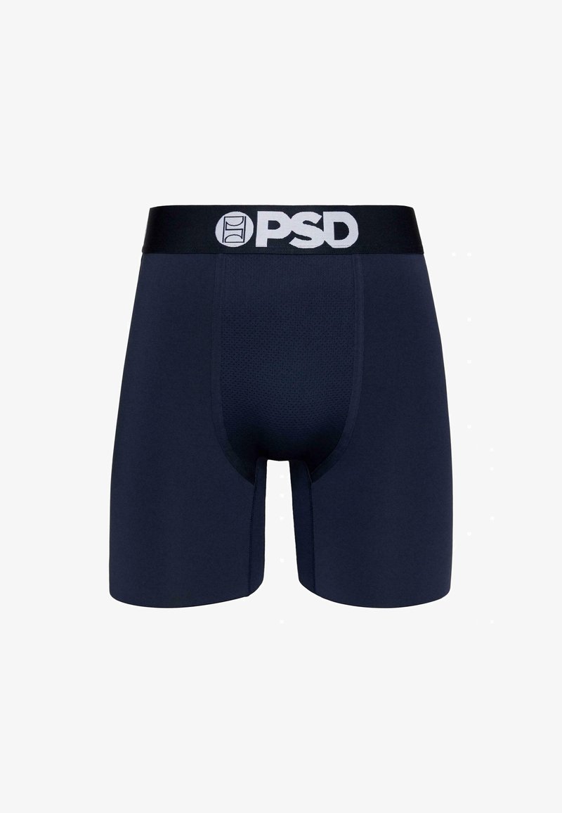 Mornarsko boksersko spodnje perilo iz raztegljive tkanine, z črnim pasom z belim logotipom "PSD". Gladka tekstura, oprijet kroj in zračen dizajn.