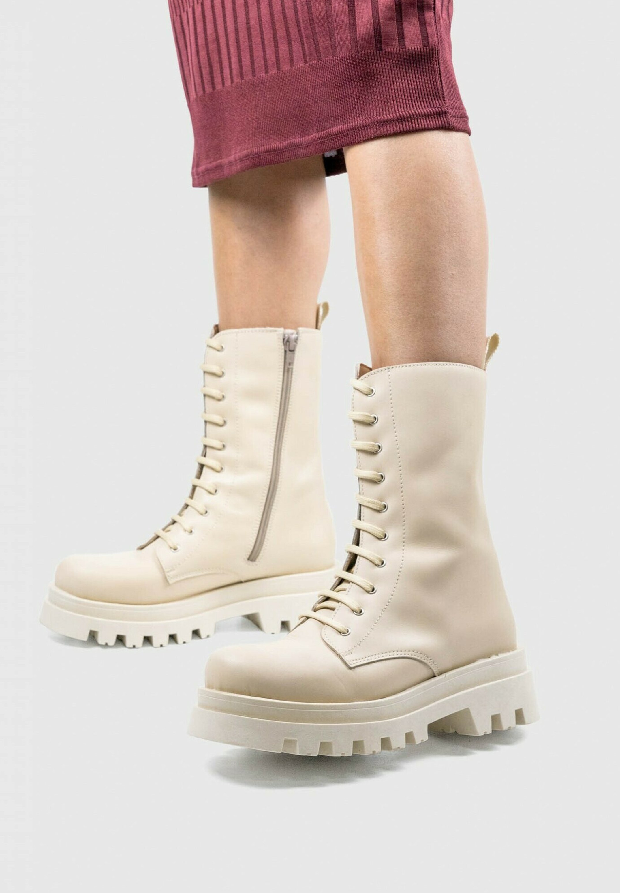 Maria Barcelo BOTA CORDONES - Botas con cordones - beige - Zalando.es