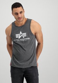 Alpha Industries Top - charcoal heather/white