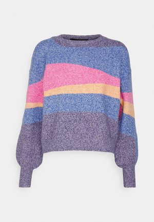 Vero Moda Petite VMDOFFY ART O NECK - Pulóver - astral aura/beacoup blue/tangerine/fuchsia purple