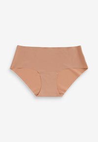 Ropa interior hipster femenina sin costuras de color nude, con una tela suave y elástica sin costuras visibles ni adornos.