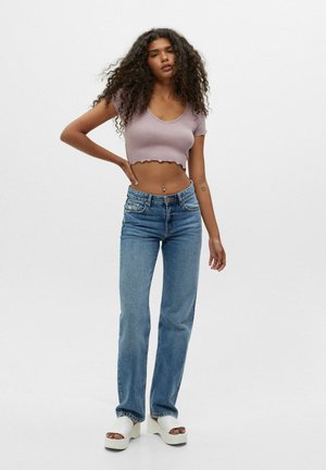 V NECK - Basic T-shirt - mottled lilac
