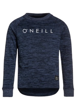 Donkerblauwe sweatshirt met lange mouwen, een textuurpatroon, een ronde halslijn en een witte "O'NEILL" logo over de borst. De onderkant is afgerond.