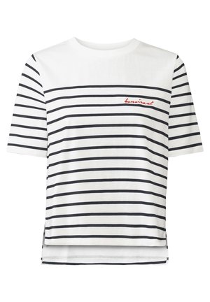 LASCANA T-shirt print - weiß marine gestreift