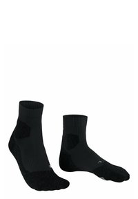 Calzini neri alla caviglia realizzati in tessuto texturizzato con tallone e punta rinforzati. Parte superiore a coste per una vestibilità sicura, con un branding sottile.