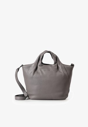 Borsa a tracolla in pelle grigia con una finitura testurizzata. Caratterizzata da un manico superiore morbido e unico e una tracolla regolabile per una maggiore versatilità.